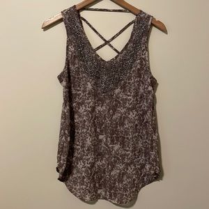 Studio Y Flowy Tank with Beaded Detail and Strappy Back